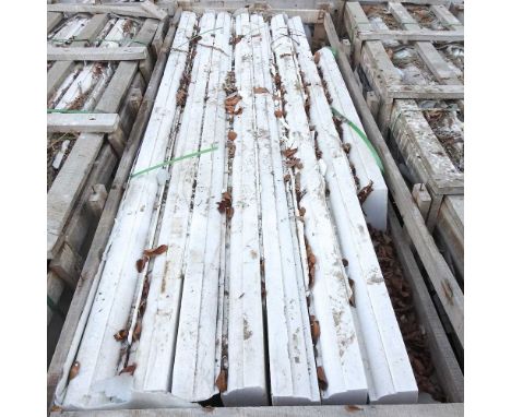 A collection of white marble architectural panels, eight sections of various sizes, from 117cm to 250cm wide (8)