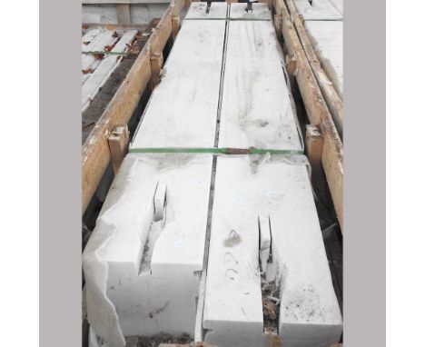 Four white marble architectural pillars, longest 194cm