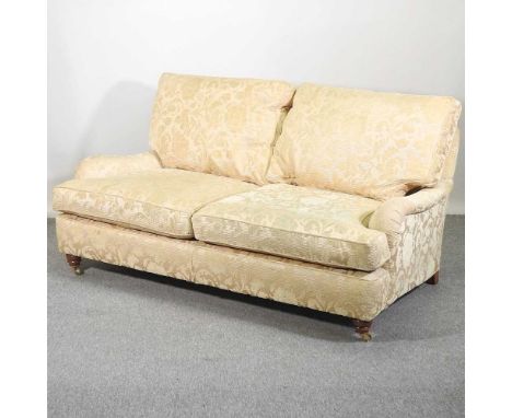 A Duresta Lansdowne yellow upholstered sofa, on turned legs, with additional cushion covers180w x 105d x 95hCondition report: