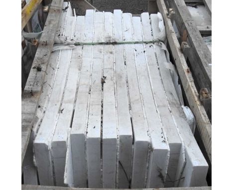 Eleven curved white marble architectural panels, largest 168cm