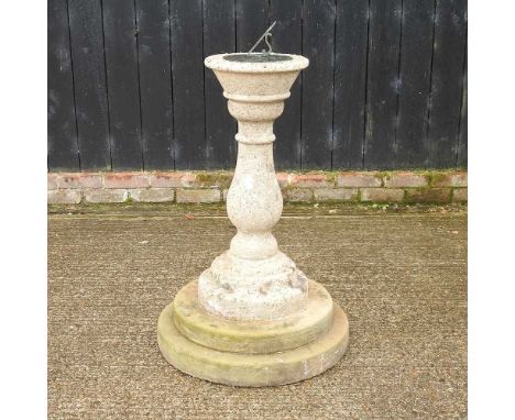A cast stone sundial, 114cm high