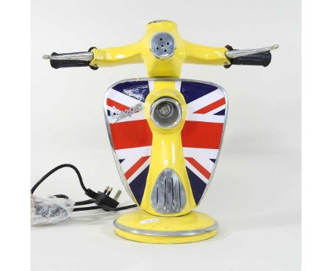 A novelty table lamp, in the form of a yellow vespa, 32cm high