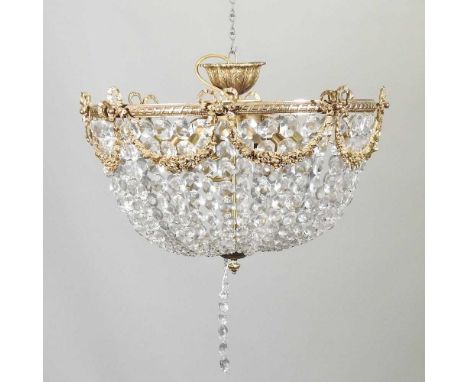 A 20th century French style gilt and cut glass ceiling light, 58cm diameter