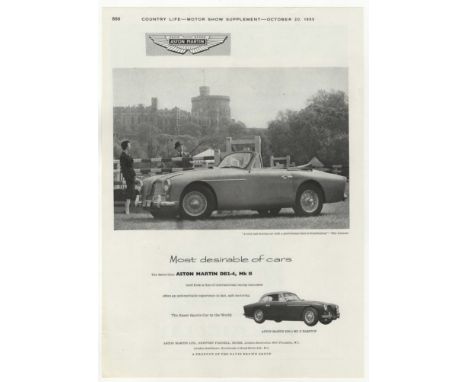 Aston Martin DB2-4-MKII 1955-full page black and white advertisement -very fine 9" x 12"