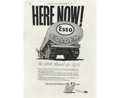 Esso Golden 1959-full page-black and white as advertisement-'Here Now'-the petrol planned for 1963-9" x 12"