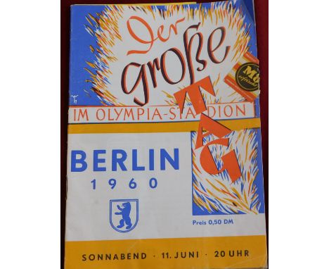 Olympics - Der Grosse Tag (The Great Day) in Olympia Stadium Berlin, 1960. With original inserts and stapled in ticket.