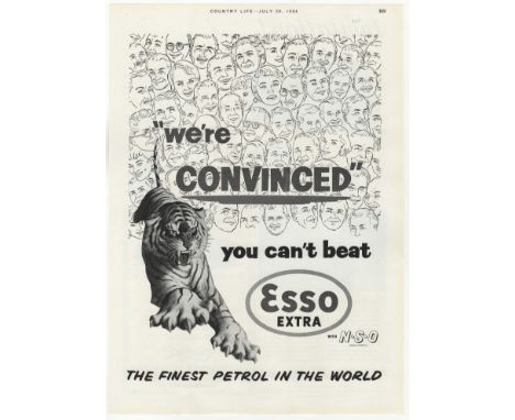 Esso Extra 1954-full page black and white advertisement 'The Tiger' You Cant's Beat' Esso Extra' The Finest Petrol in the Wor
