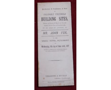 Auction leaflet by Vergette &amp; Buckle dated 1887, 'Particulars and condition of sale of valuable freehold Building sites, 