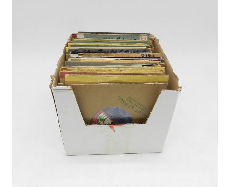 A collection of 7" vinyl records consisting of mostly rock, including "Beth" - Kiss promo/demo, Queen, The Who, Free, Canned 