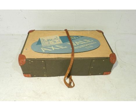 A vintage Axe Vale Laundries leather bound box 