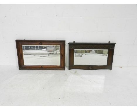 Two vintage oak wall mirrors