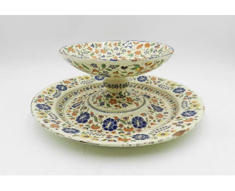 A Faience ceramic plate and one other