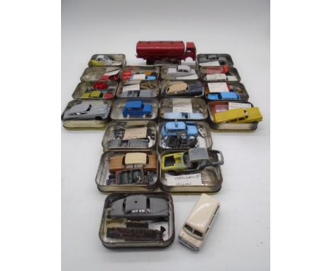 A collection of vintage Corgi and Dinky car parts spares including Heinkel, Ford Capri, Hudson Sudan, Cross Country, Jaguar 3