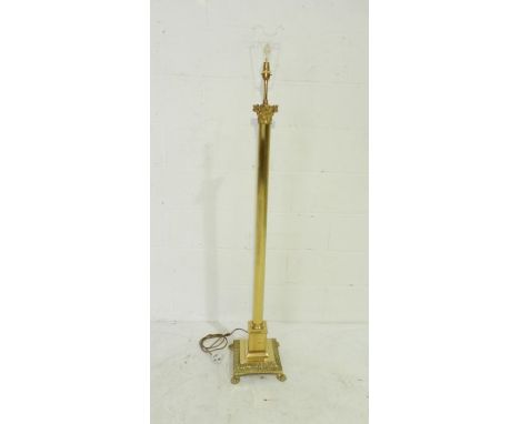 A Corinthian column brass standard lamp