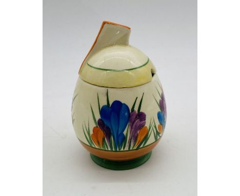 A Clarice Cliff Crocus Bizarre preserve pot