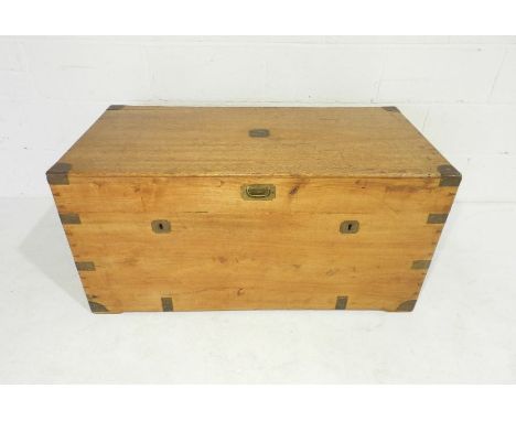 A brass bound camphorwood trunk with campaign handles - length 104cm, depth 52cm, height 52cm