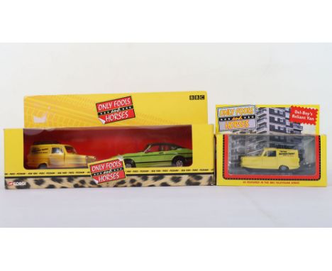 Corgi Only Fools and Horses Ford Capri & Reliant Robin set and a Days Gone Del-Boys Reliant Van,  both  in mint boxed conditi
