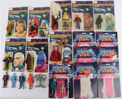Nine Mattel Battlestar Galactica Action Figures, Lt Starbuck, Cylon Centurian, Cylon Commander, Boray, Ovion, Commander Adama