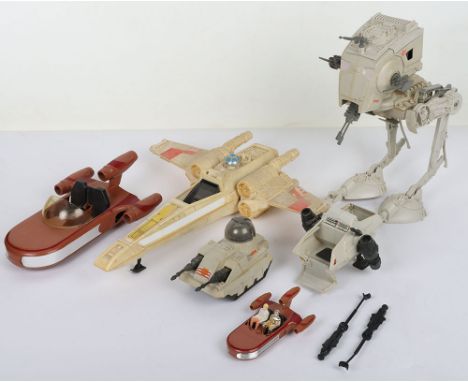 Six Vintage Star Wars Vehicles, Palitoys Star Wars Land Speeder, 33322, featuring floating suspension, plastic model with Ken