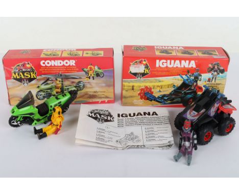 Two Kenner Mask Models  Iguana 4 Wheel Jeep  & Condor Motorcycle/Helicopter, both complete with action figures Lester Sludge,