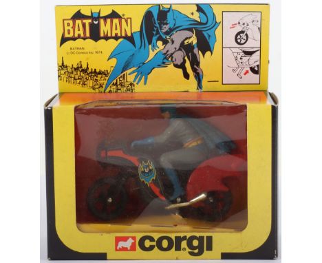 Corgi 268 Batman’s Rocket Firing Batbike, red/black motorcycle, with grey Batman figure, ten original rockets still on plasti