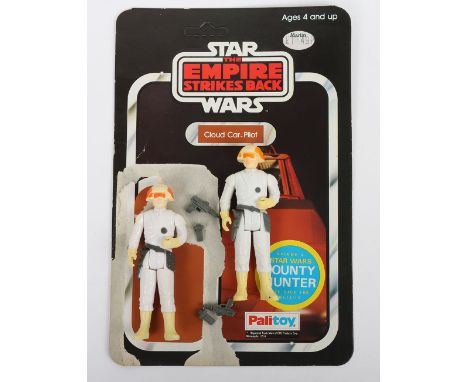 Two Vintage Star Wars Cloud Car Pilots, two variations flesh face and pink face with darker grey belt, both with original gre