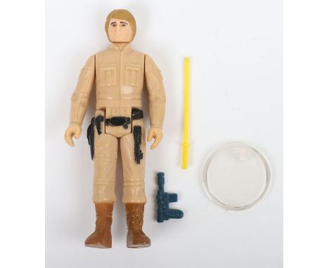 Vintage Star Wars The Empire Strikes Back First Wave Luke Skywalker Bespin Fatigues Action Figure, blond hair, with blue rebe