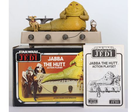 Vintage Kenner Star Wars Return of The Jedi Jabba The Hut Action Playset, with Jabba the Hutt and Salacious Crumb figures, co