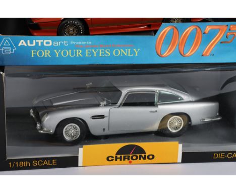 Chrono Aston Martin DB5 1963 Bond Silver, 1/18th Scale, mint model, Auto Art James Bond For Your Eyes Only Lotus Turbo Esprit