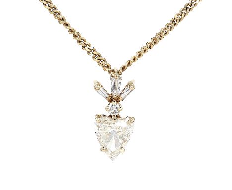 Kette, Anhänger mit Diamanten und BrillantMaterial: Kette 585, Anhänger 750 GoldDiamanten: 5 Diamanten, 1 im Brillantschliff,