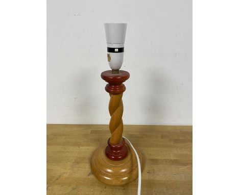 A modern table lamp with twisted stem on circular base (35cm to top of lampholder)
