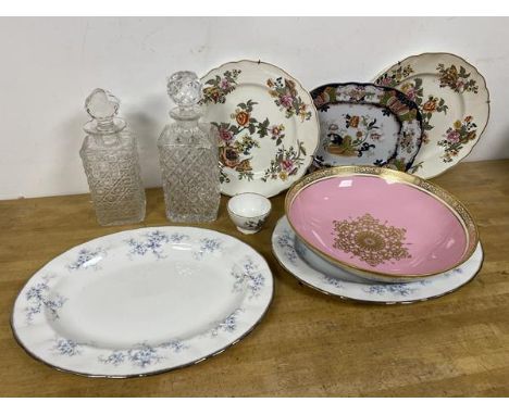 A mixed lot including a Minton serving bowl (8cm x 29cm), two Paragon ashets, an Aynsley footed bowl, three 19thc dishes and 