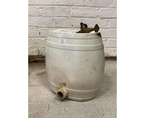 A circa 1900 ceramic port barrel with remnants of PORT  inscribed to one side and  JM Glashan &amp; Co Glasgow  to base (33 c