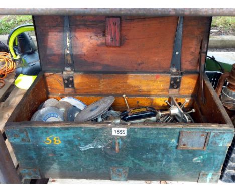 An ammo box full of vintage tools, COLLECT ONLY.