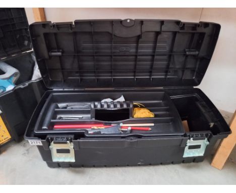 A Keter toolbox with various tools COLLECT ONLY