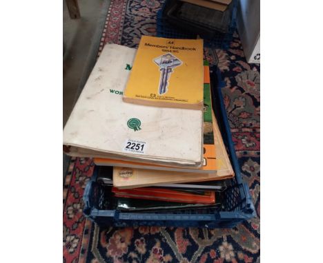 A tray of car related books including Morris Minor workshop manual COLLECT ONLY