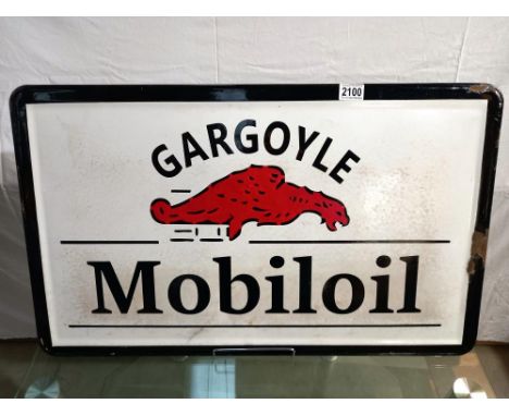 An enamel Gargoyle Mobil oil sign. 76.5 X 46.5 cm, COLLECT ONLY.