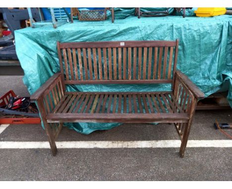 A good weathered outside garden bench, 129 x 90 cm. COLLECT ONLY.