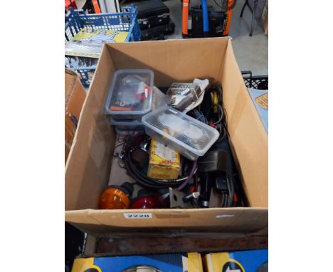 A box of classic car parts including instruments &amp; lights etc. COLLECT ONLY