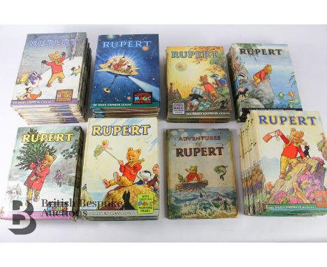 74 Rupert Annuals from 1960-1969, including 1960 x7, 1961 x11, 1962 x8, 1963 x4, 1964 x11, 1965 x5 (one spine 2inch damage to
