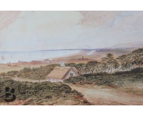 &nbsp;Peter Deakin (1830-1899) watercolour depicting a wooded scene with a cart and horses crossing a bridge, approx 47 x 34 