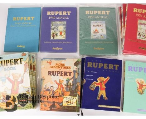 Collection of 26 Rupert The Bear Facsimile annuals, including limited edition numbered copies of 1936 The New Adventures of R