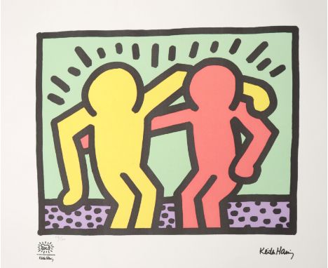  Keith Haring (after) - Ensemble - Offset lithograph on vellum paper Signature print, dry stamp of the Foundation Limited edi