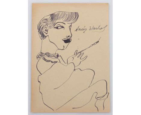  Andy Warhol, Attributed to Drawing in black felt-tip pen on paper Signed, unique work - Period: Xxth - Sizes: H 300mm L210mm