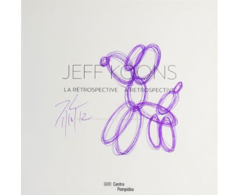  Jeff Koons, Attributed To - Balloon Dog Drawing in purple pen on a book page framed under glass. Hand signed. - Period: Xxth