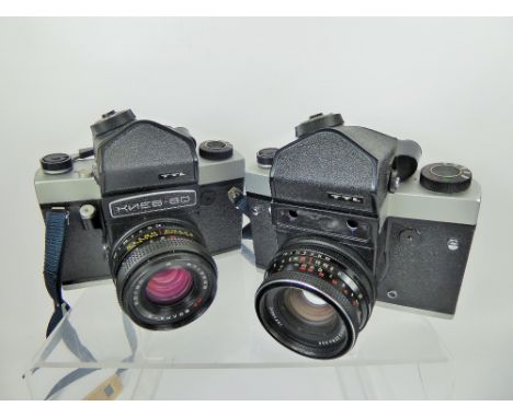 Kiev TTL 80/2.8 Biometer (iris open), Kiev 60 TTL Camera, shutter tested, 80/2.8 (iris sticky), waist level finder, vertical 