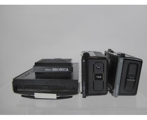 Zenza Bronica 1 x 120 Camera Back, 1 x 135 Back, Polaroid Back, Waist Level Finder.