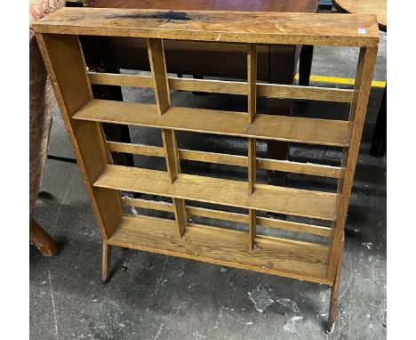 Vintage mid century light oak three section bookcase. 