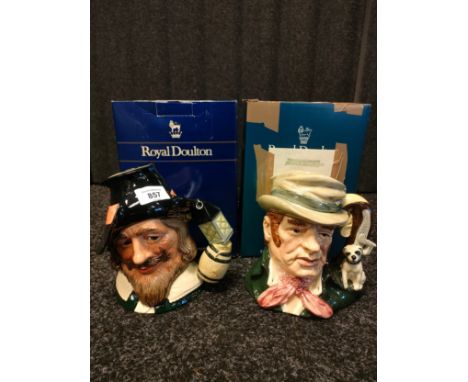 Royal doulton Toby jug guy Fawkes together with Royal doulton bill Sikes with boxes 
