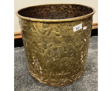 A Large brass Indian planter. [36cm high, 39cm diameter] 
